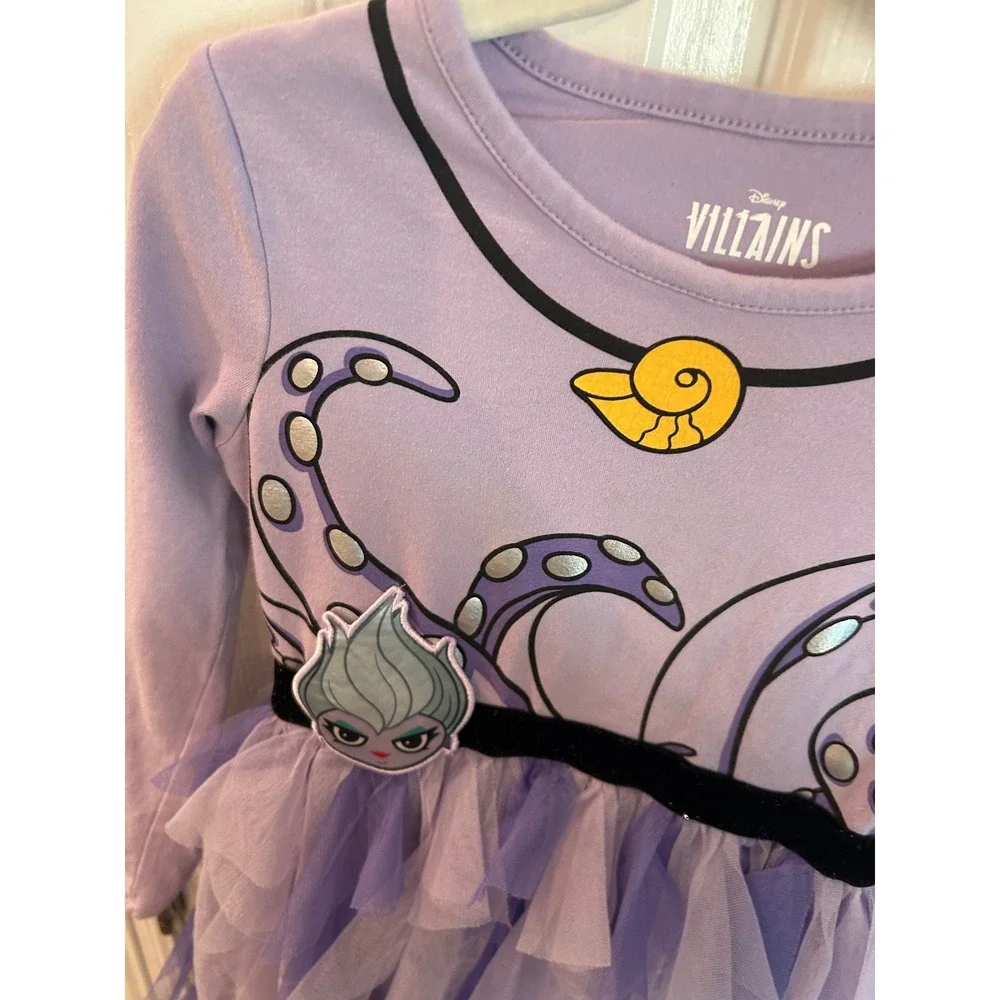 Disney Villains Ursula Tutu Dress Purple Long Sleeve Tulle Skirt Kids 4/5